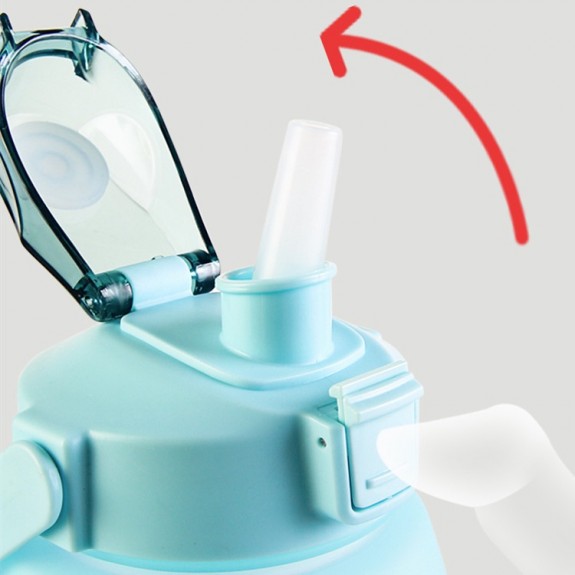 Bình đựng nước 1.2 Lít có ống hút khi bật nắp có tặng kèm sticker 3d 