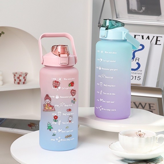 Bình đựng nước 2 lít chia vạch thời gian dành cho người bình nước 1 lít 600ml có chất liệu an toàn tiện lợi